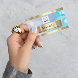 Golden Boutique Shop QR CODE Logotyp light blue Visitkort