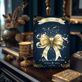 Golden Bow Birthday | Elegant Firande Inbjudningar