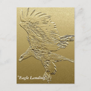 "Golden Boy" Landing Eagle Gold Foil-effect Art Vykort
