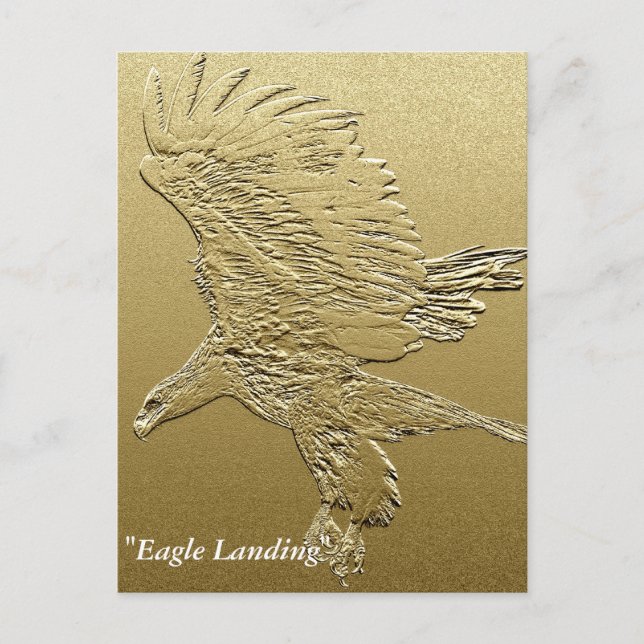 "Golden Boy" Landing Eagle Gold Foil-effect Art Vykort (Framsida)