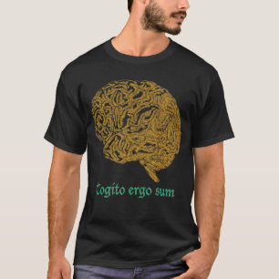 Golden Brain I tänka och därför är jag Philosopher T Shirt