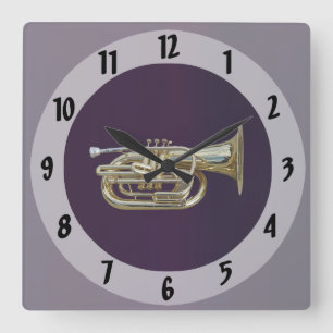 Golden Brass Euphonium Fyrkantig Klocka