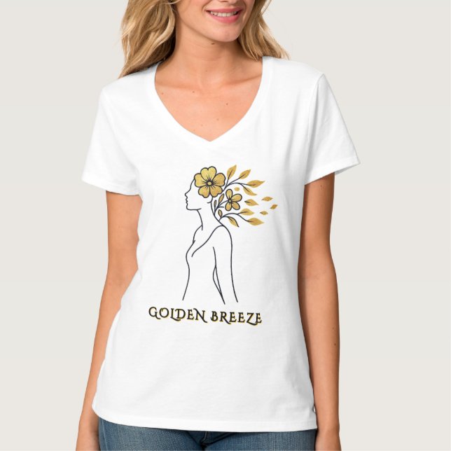 Golden Breeze - Flytande minimalistisk Silhouette T Shirt (Framsida)