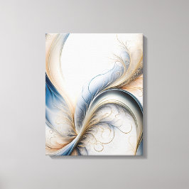 Golden Breeze Soft Blue och Guld Flowing Art Canvastryck