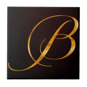 Golden brev B i vintagens utformning Kakelplatta