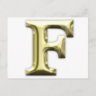 Golden Brev F Shiny Guld Alphabet Vykort