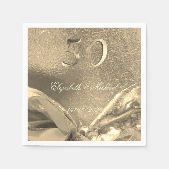 Golden Bröllop 50-årsdagen 50 år jubilee Pappersservett (Framsidan)