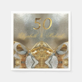 Golden Bröllop 50-årsjubileum Elegant Faux Guld Pappersservett