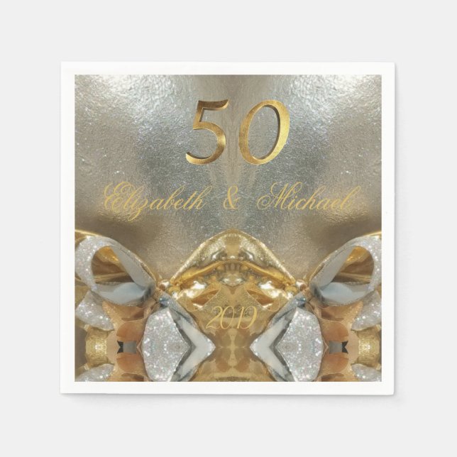 Golden Bröllop 50-årsjubileum Elegant Faux Guld Pappersservett (Framsidan)