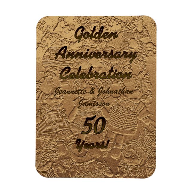 Golden Bröllop 50-årsjubileum Party Rag Dolls Magnet (Vertikal)