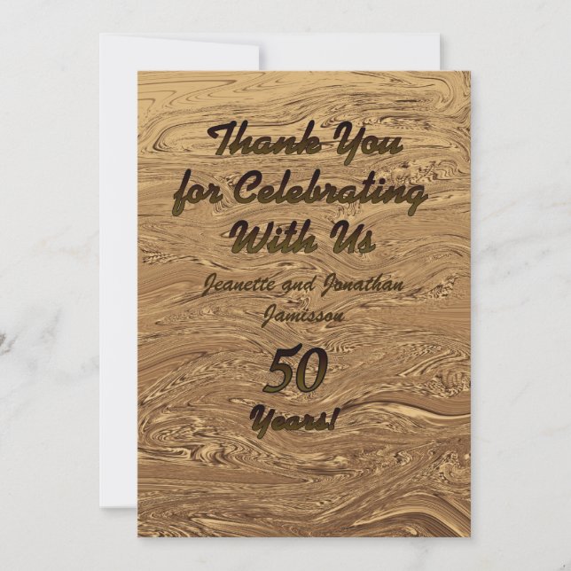 Golden Bröllop 50-årsjubileum Tackkort Tack Kort (Framsida)