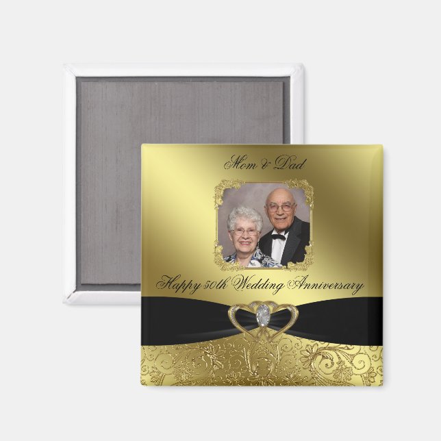 Golden Bröllop Annivesary Photo Magnet (Front/Back)