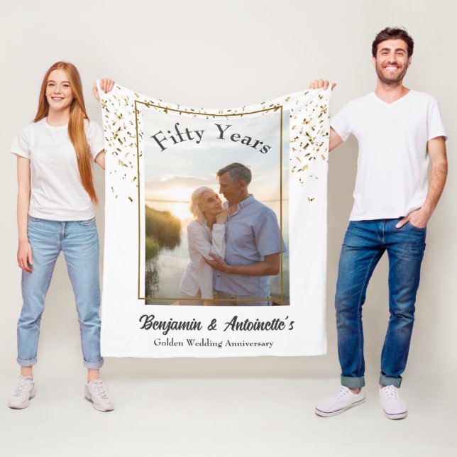 Golden Bröllop-årsdagen Fleecefilt (På plats)