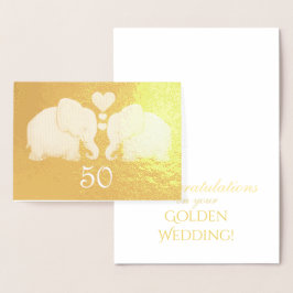 Golden Bröllop Elegant Gold Foil Elephant Couple Folierat Kort