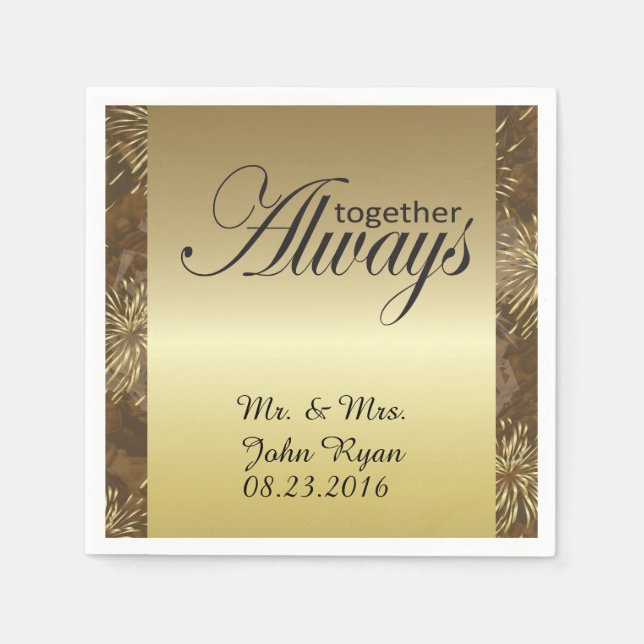 Golden Bröllop Fireworks Pappersservett (Framsidan)