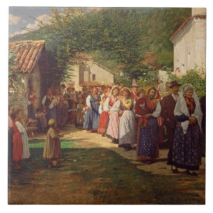 Golden Bröllop (olja på canvas) Kakelplatta