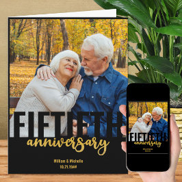 Golden Bröllop Photo Modern femtioårsjubileum Kort
