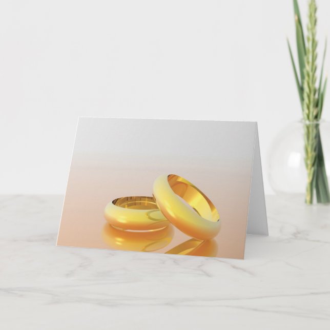 Golden Bröllop Ringar Kort (Framsida)