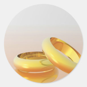 Golden Bröllop Ringar Runt Klistermärke