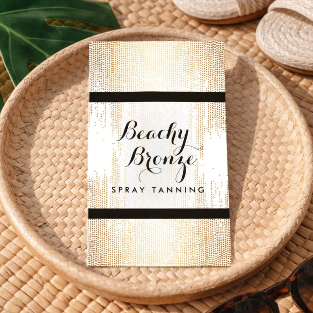 Golden Bronze Confetti Dots Spray Tanning Salon Visitkort (Skapare uppladdad)