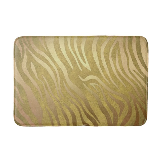 Golden Bronze Zebra tryck Jungle Safari Glam Badrumsmatta (Framsidan)