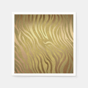 Golden Bronze Zebra tryck Jungle Safari Glam Pappersservett