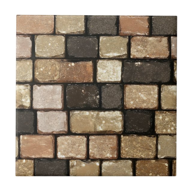Golden Brown Brick Mönster Kakelplatta (Framsidan)