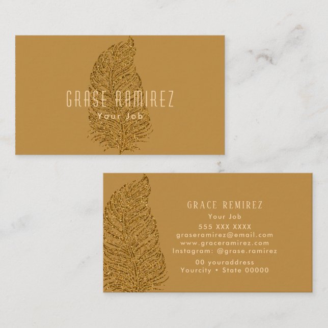 Golden Brown | Chic och det moderna Guld Glitter Visitkort (Fram/baksida)