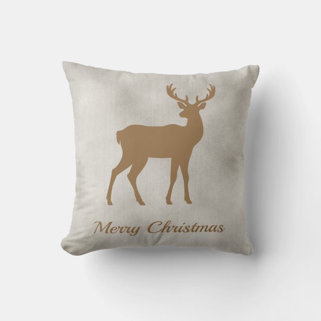 Golden Brown Deer Shape On Faux Velvet Texture Kudde (Framsida)