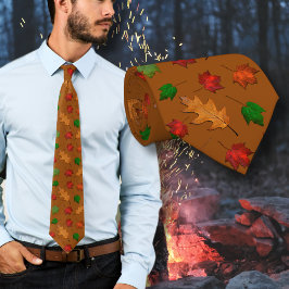 Golden Brown Fall Leaves Pattern Tie Slips