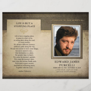 Golden Brown Funeral Memorial Service Program