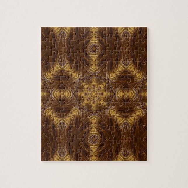 Golden Brown Geometric Art Jigszles Puzzles Pussel (Vertikal)