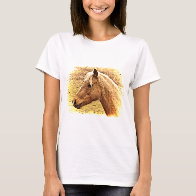 Golden Brown Horse i Sol Animal Shirt T-shirt (Framsida)