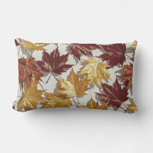 Golden Brown Maple Löv Mönster Lumbarkudde (Framsida)