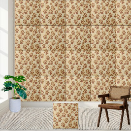 Golden Brown Paw Print Mönster Tile Kakelplatta