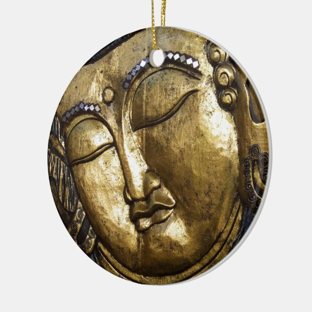 Golden Buddha Blating Inspirational Kärlek Julgransprydnad Keramik (Vänster)