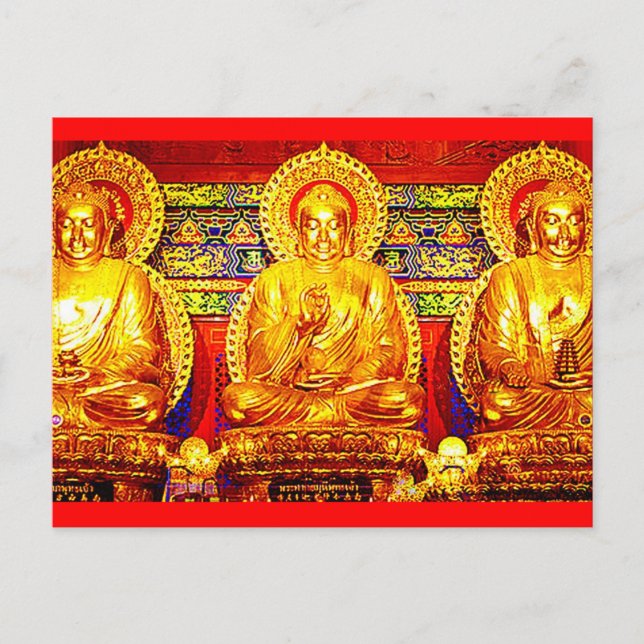 GOLDEN BUDDHA BLESSINGS ART PRINT VYKORT (Framsida)