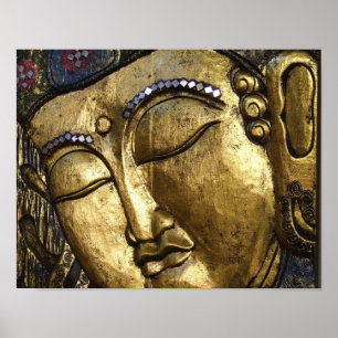 Golden Buddha Bluting Meditating Poster
