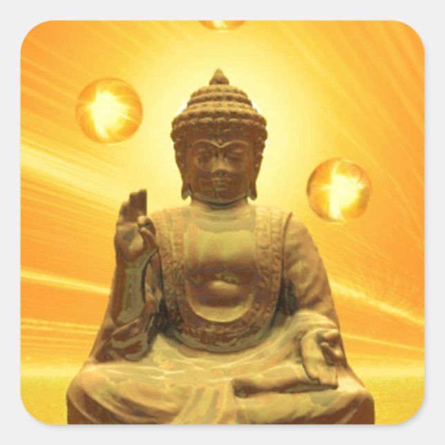 Golden Buddha Fyrkantigt Klistermärke (Framsida)