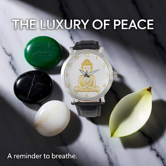 Golden Buddha i fredliga val Armbandsur (Skapare uppladdad)