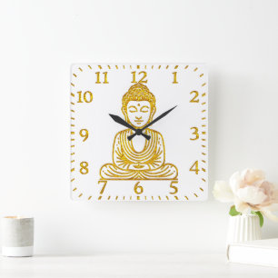 Golden Buddha i fredliga val Fyrkantig Klocka