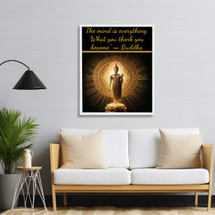 Golden Buddha i lotus meditationsplats Poster