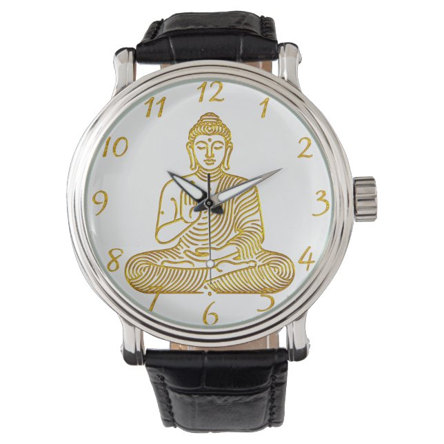 Golden Buddha i Lugn Pose Armbandsur (Framsida)