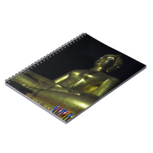 Golden Buddha i natt Anteckningsbok Med Spiral