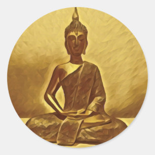 Golden Buddha-klistermärken Runt Klistermärke