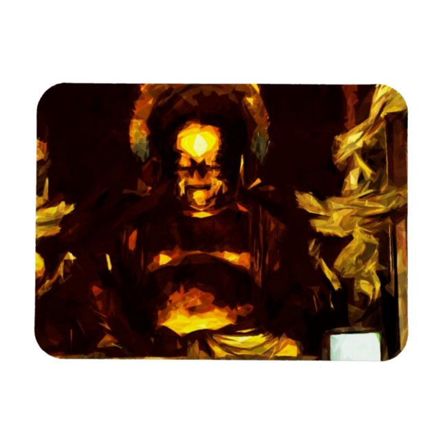 Golden Buddha Kyoto Japan Abstrakt Impressionism Magnet (Horisontell)
