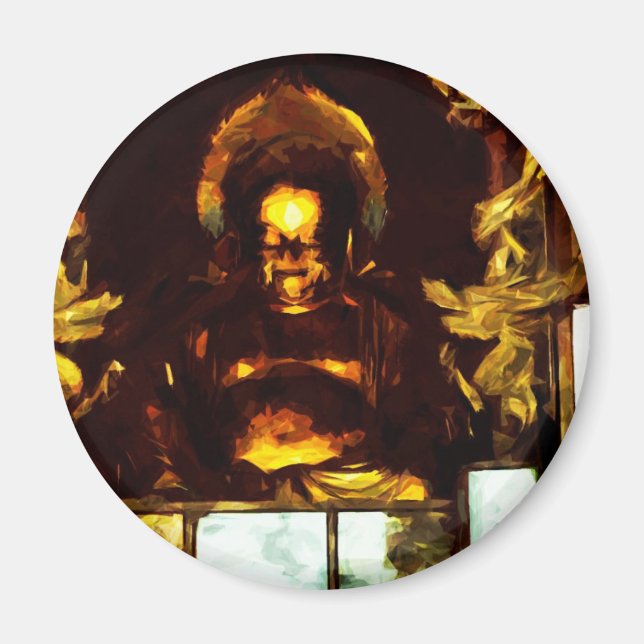 Golden Buddha Kyoto Japan Abstrakt Impressionism Magnet (Framsidan)