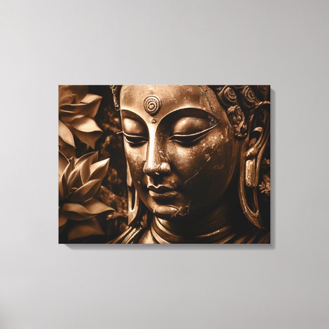 Golden Buddha Lotus Flower Stretched Kanvastryck (Framsida)