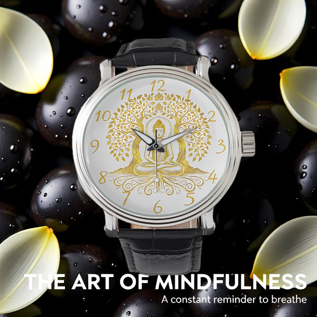 Golden Buddha-meditationen bland Träd Armbandsur (Skapare uppladdad)
