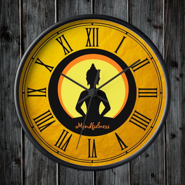 Golden Buddha & Mindfulness, meditation/buddhism Rund Klocka (Skapare uppladdad)